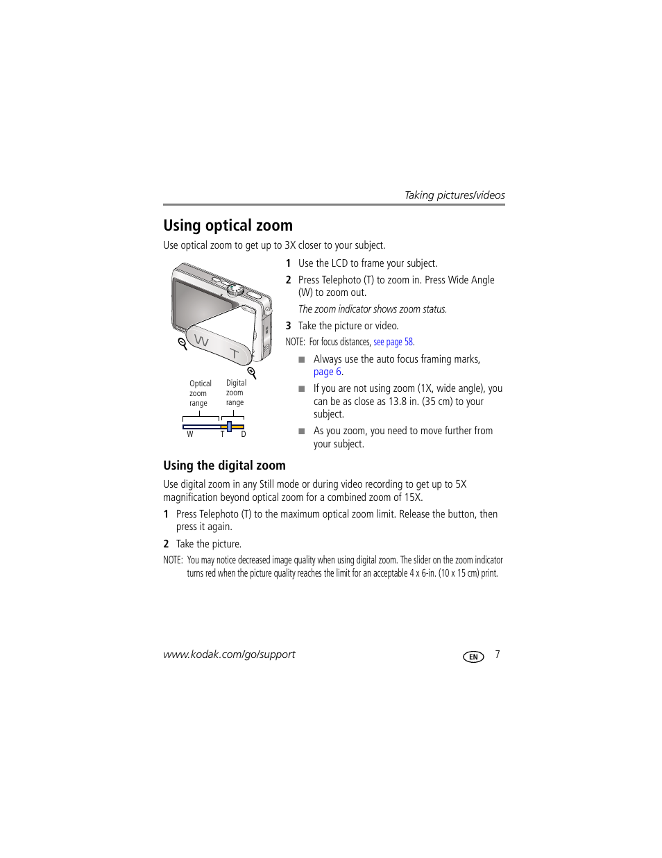 Using optical zoom, Using the digital zoom | Kodak M863 User Manual | Page 13 / 80