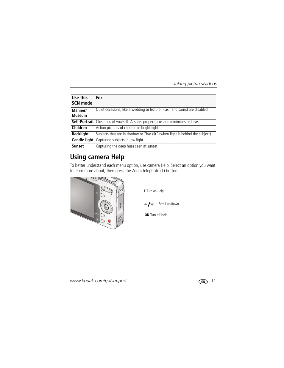 Using camera help | Kodak M863 User Manual | Page 17 / 80