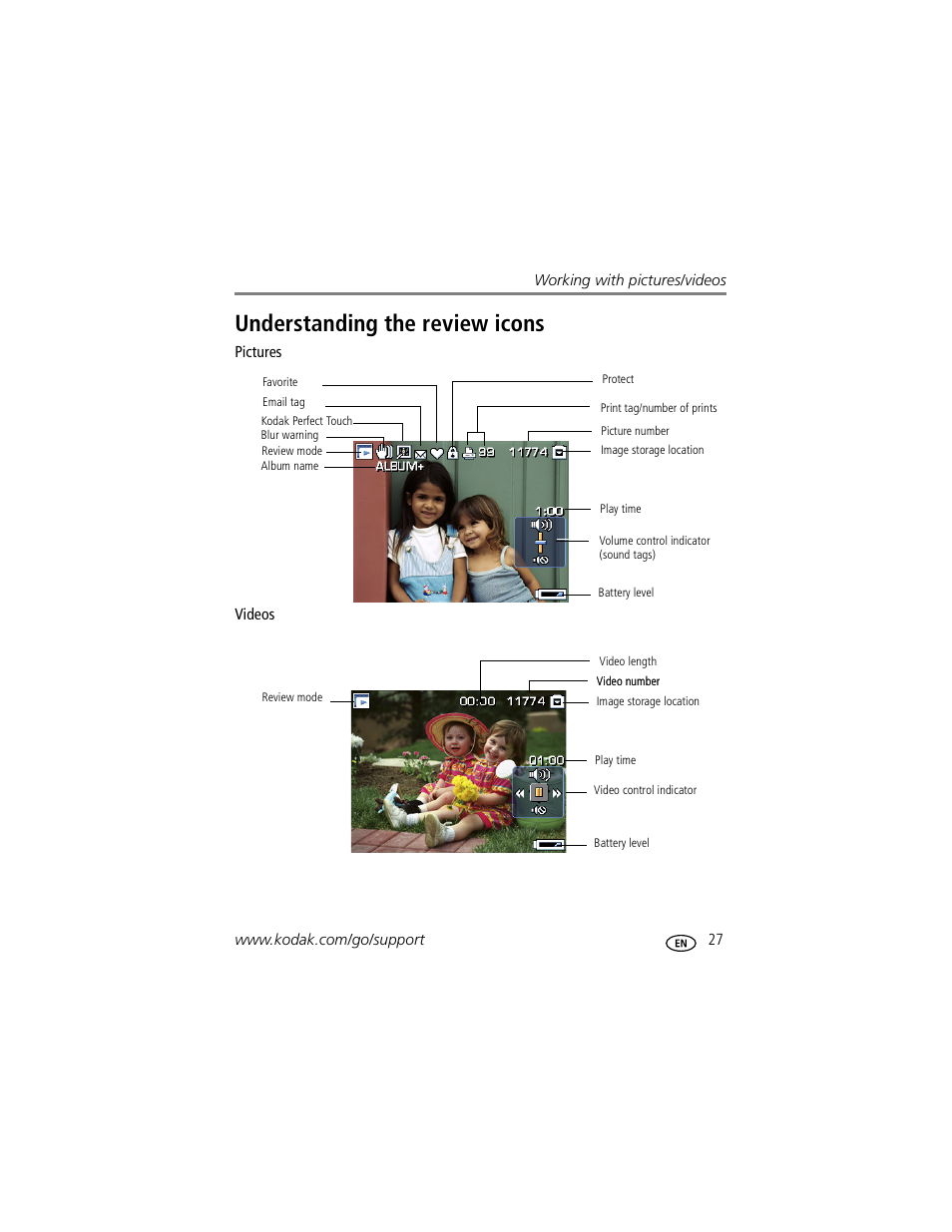 Understanding the review icons | Kodak M863 User Manual | Page 33 / 80