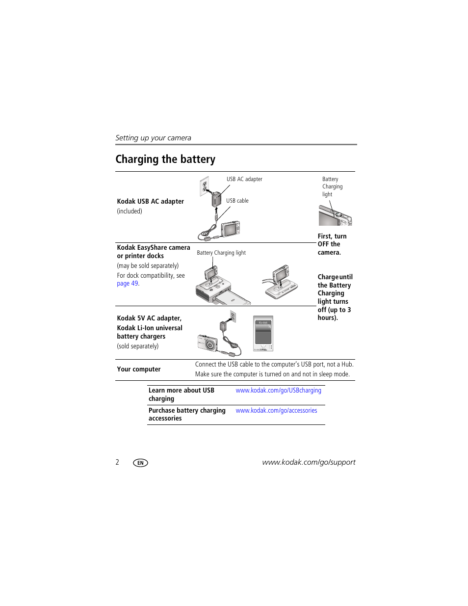 Charging the battery | Kodak M863 User Manual | Page 8 / 80