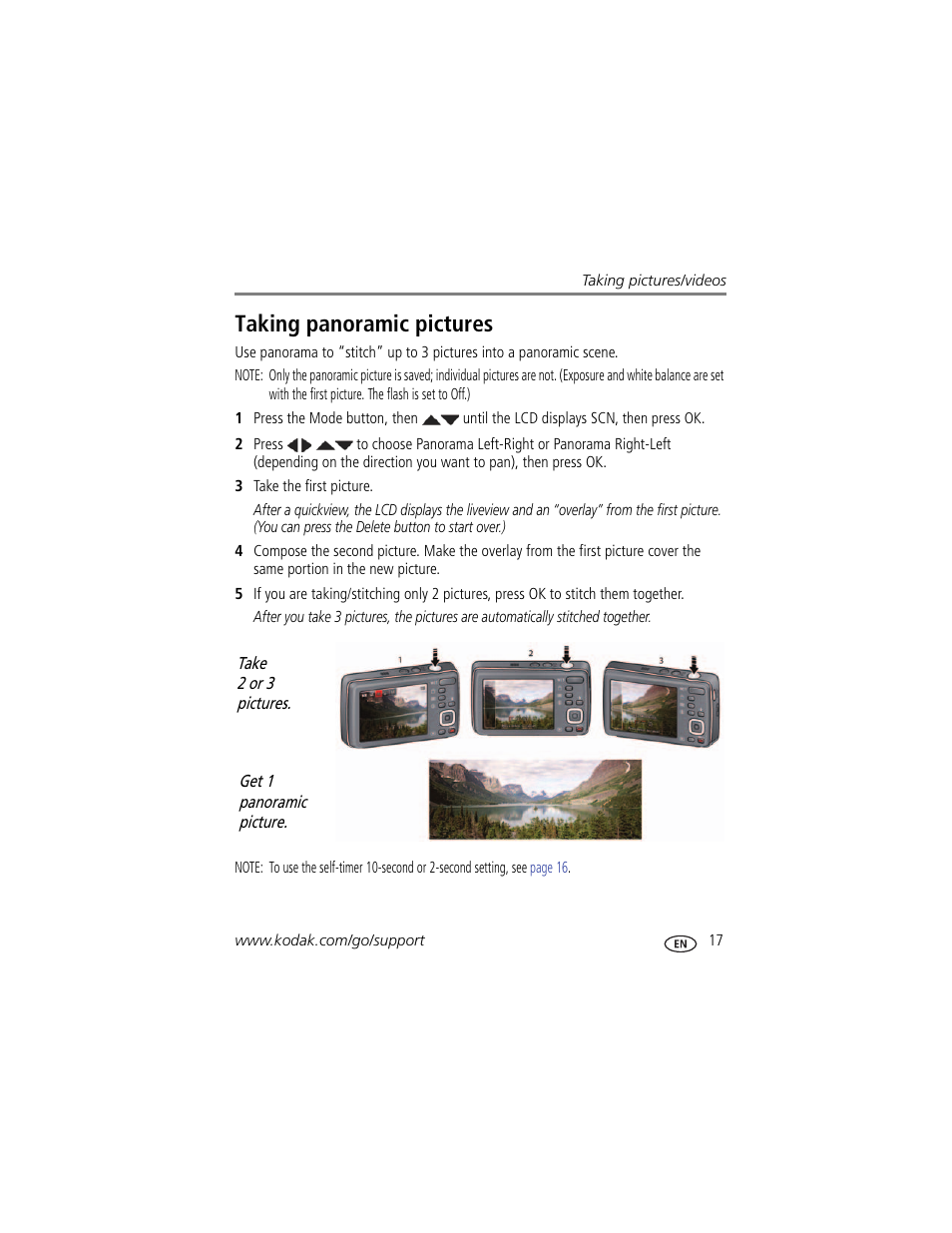 Taking panoramic pictures | Kodak MINI M200 User Manual | Page 23 / 69