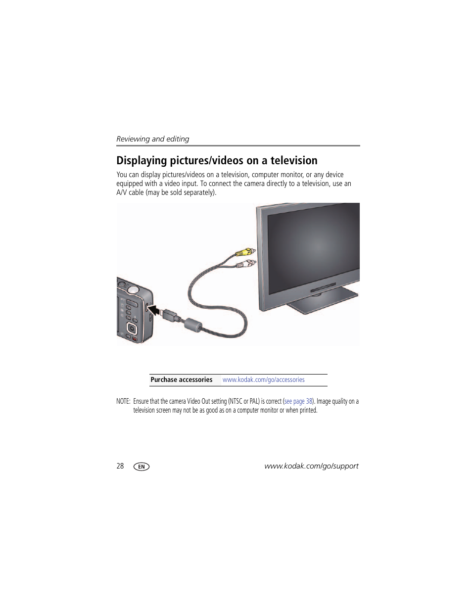 Displaying pictures/videos on a television | Kodak MINI M200 User Manual | Page 34 / 69