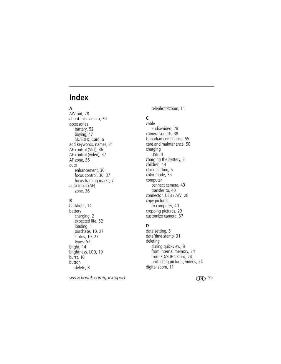 Index | Kodak MINI M200 User Manual | Page 65 / 69