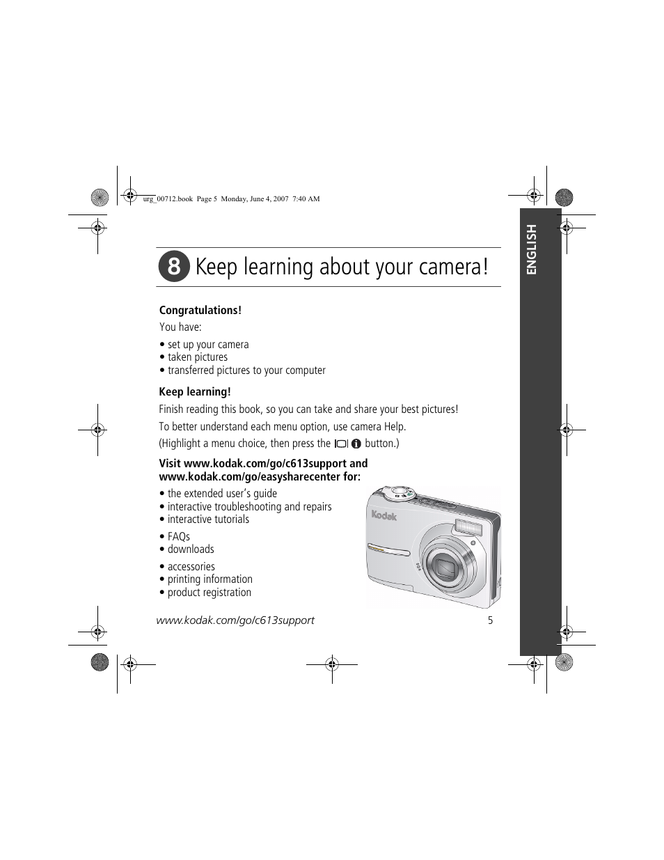 Keep learning about your camera | Kodak C613 User Manual | Page 5 / 27