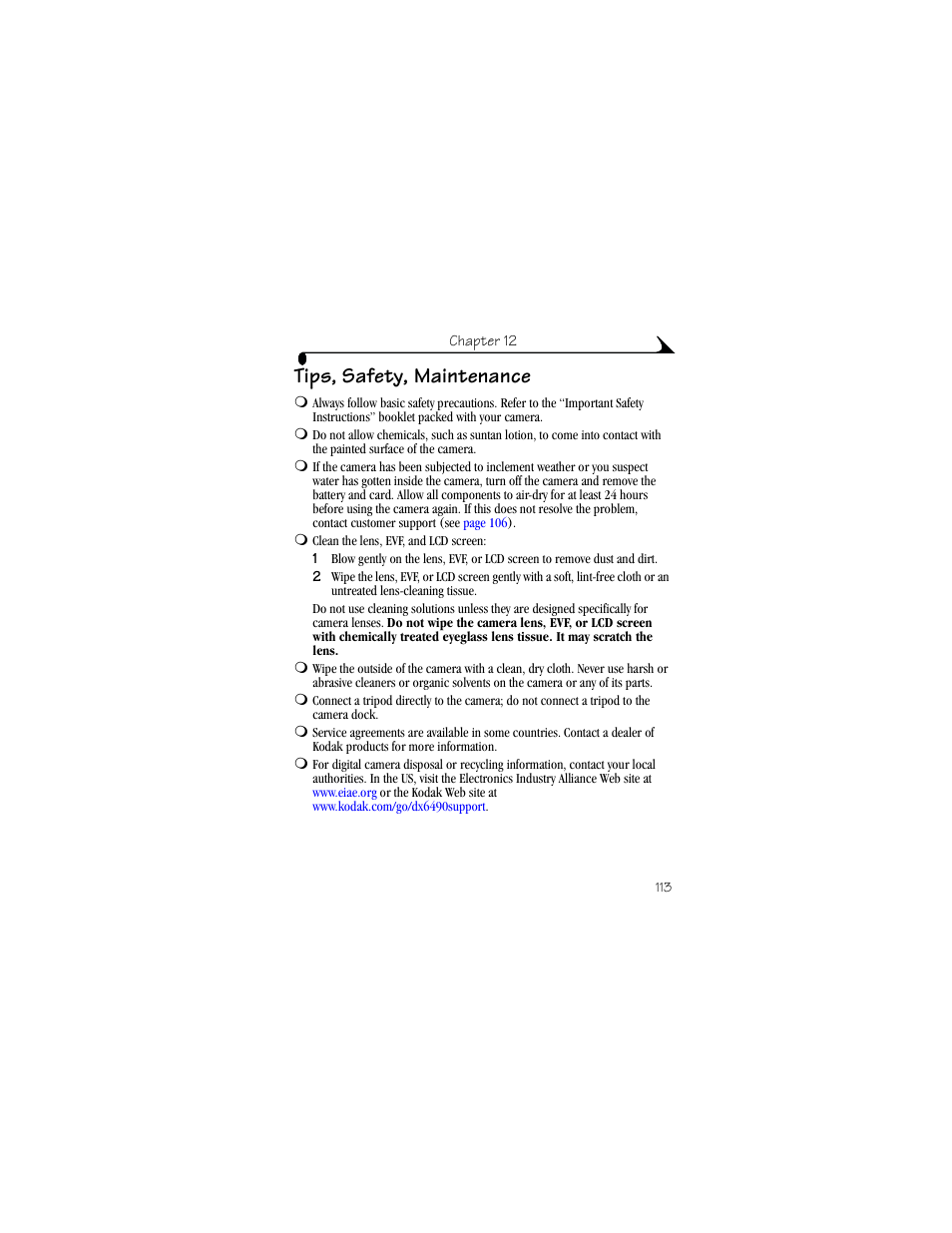 Tips, safety, maintenance | Kodak DX6490 User Manual | Page 125 / 142