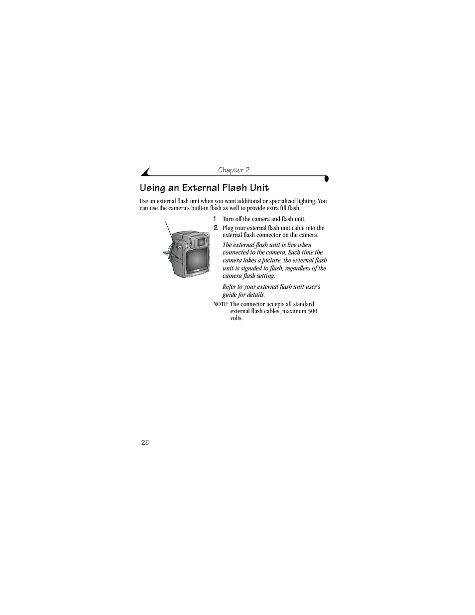 Using an external flash unit | Kodak DX6490 User Manual | Page 40 / 142