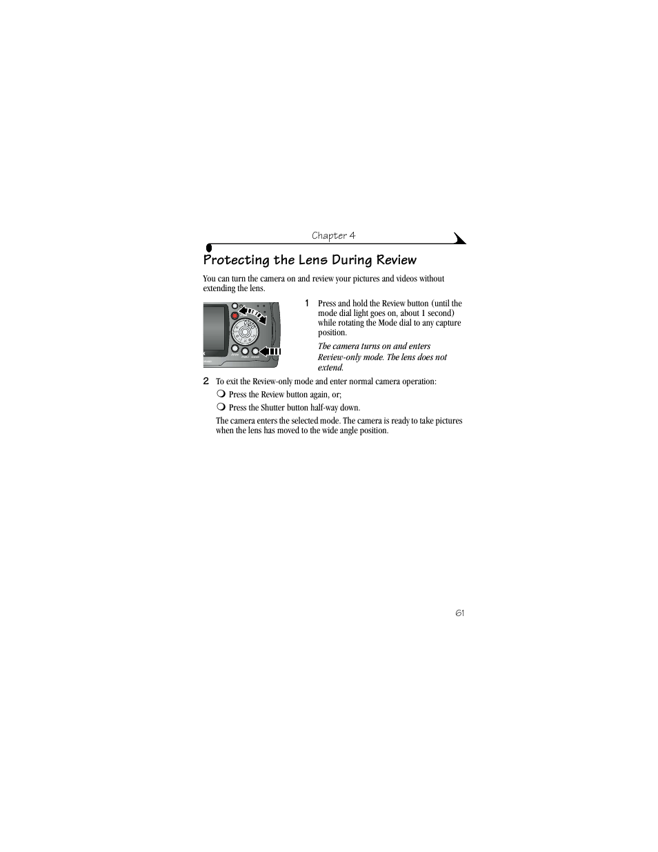 Protecting the lens during review | Kodak DX6490 User Manual | Page 73 / 142