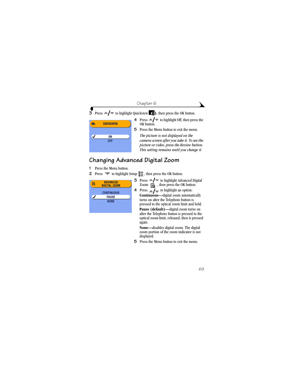 Changing advanced digital zoom | Kodak DX6490 User Manual | Page 81 / 142