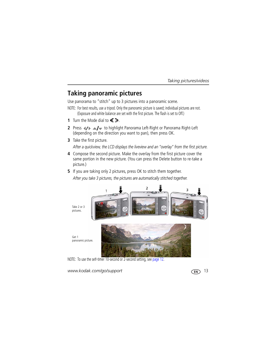 Taking panoramic pictures | Kodak M340 User Manual | Page 19 / 71