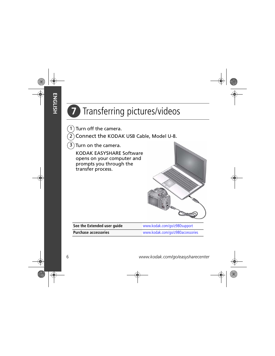 Transferring pictures/videos | Kodak Z980 User Manual | Page 6 / 28