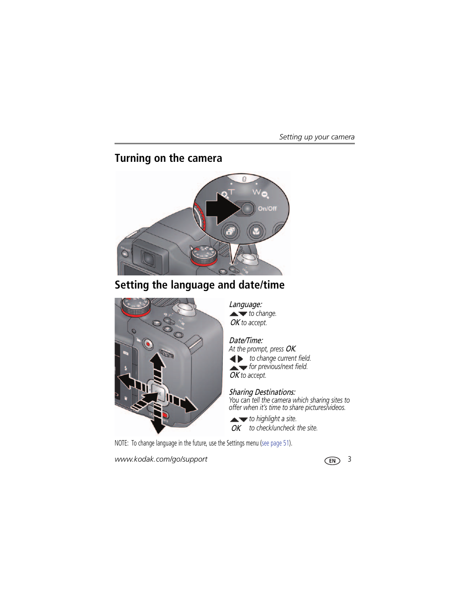 Setting the language and date/time | Kodak MAX Z990 User Manual | Page 11 / 84