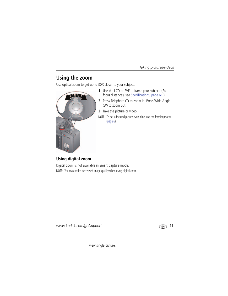 Using digital zoom, Using the zoom | Kodak MAX Z990 User Manual | Page 19 / 84