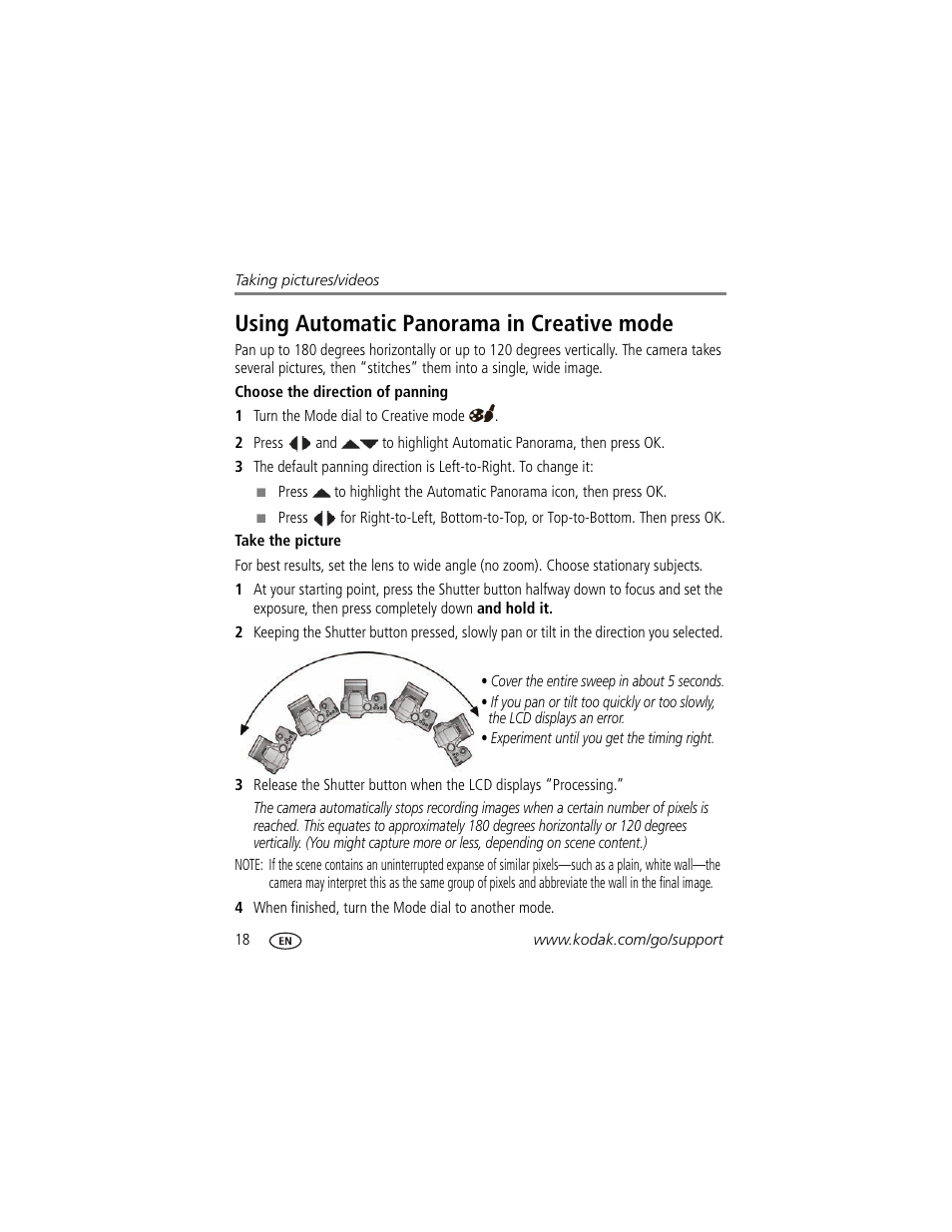 Using automatic panorama in creative mode | Kodak MAX Z990 User Manual | Page 26 / 84