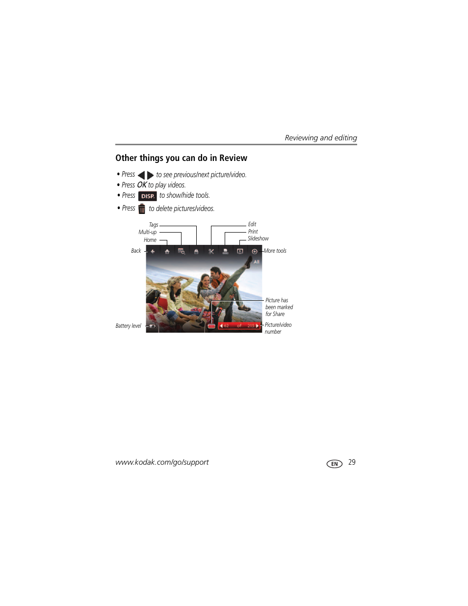Other things you can do in review | Kodak MAX Z990 User Manual | Page 37 / 84