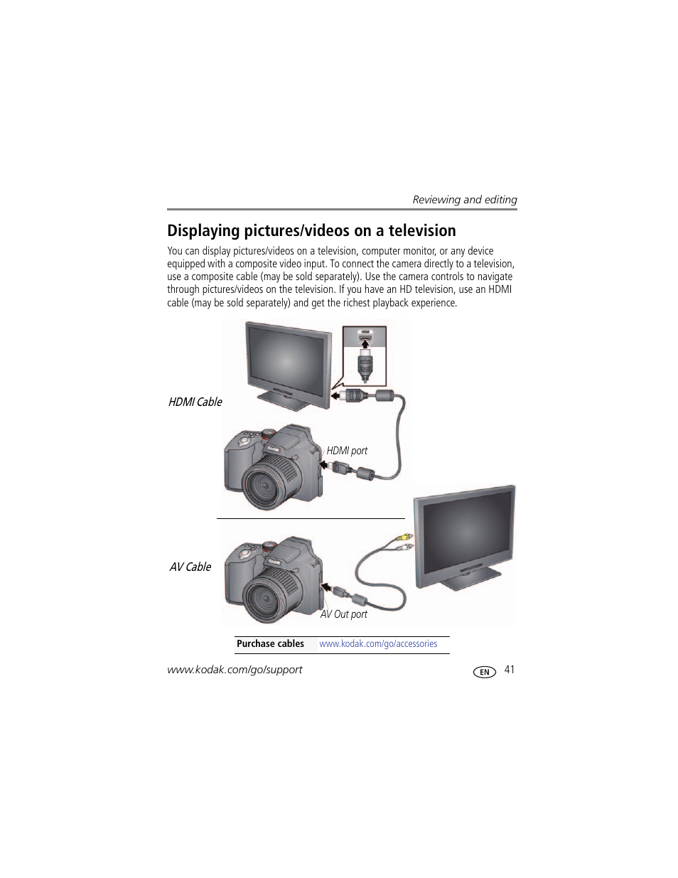 Displaying pictures/videos on a television | Kodak MAX Z990 User Manual | Page 49 / 84