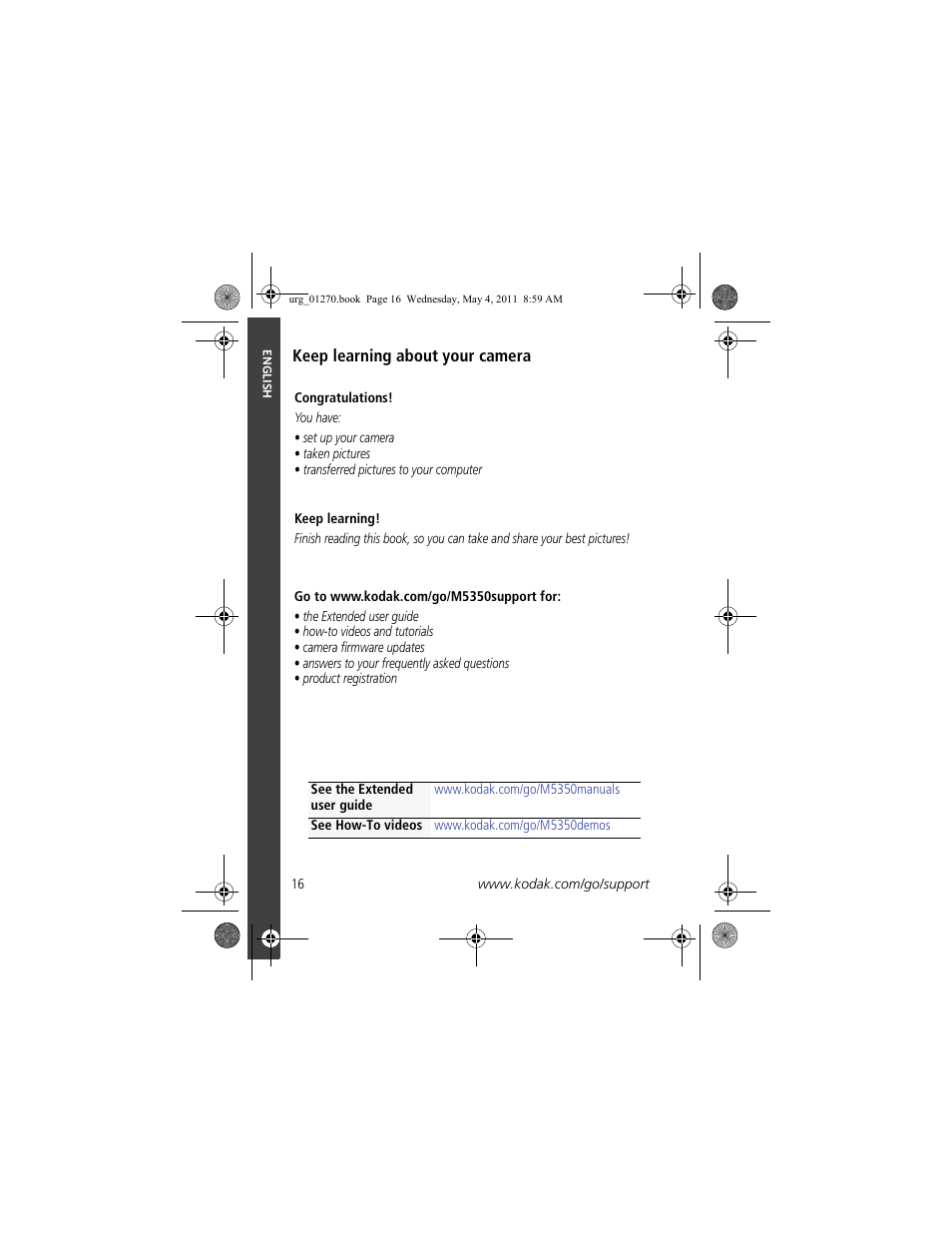 Keep learning about your camera | Kodak M5350 User Manual | Page 16 / 28