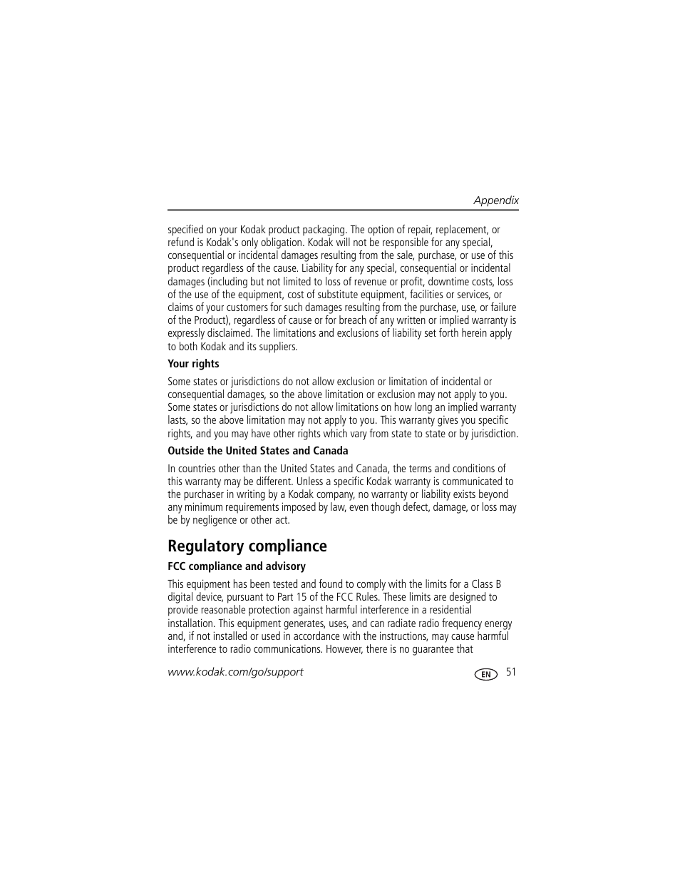 Regulatory compliance | Kodak CD44 User Manual | Page 57 / 65