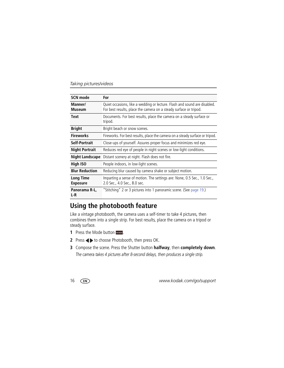Using the photobooth feature | Kodak M5350 User Manual | Page 22 / 70