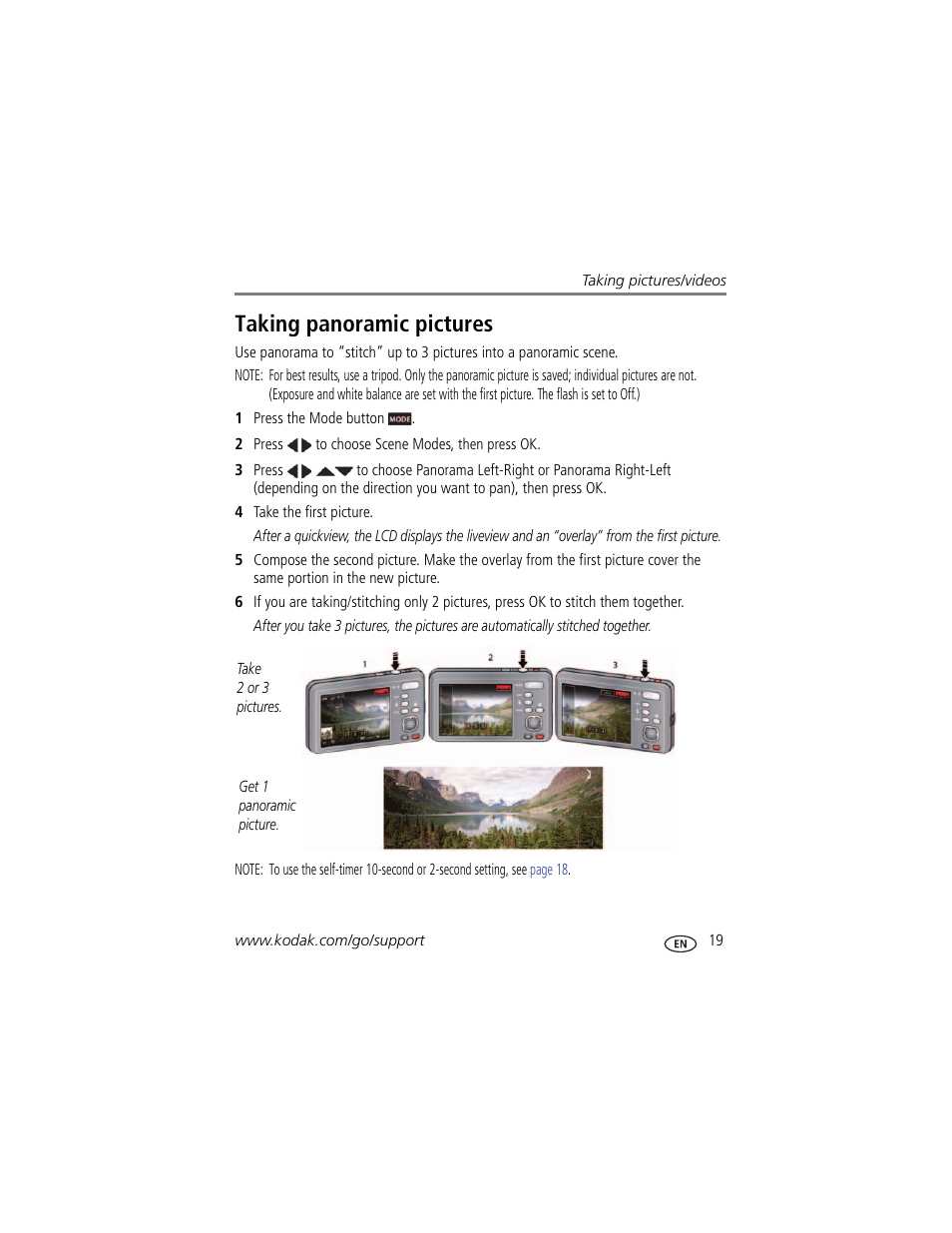 Taking panoramic pictures | Kodak M5350 User Manual | Page 25 / 70