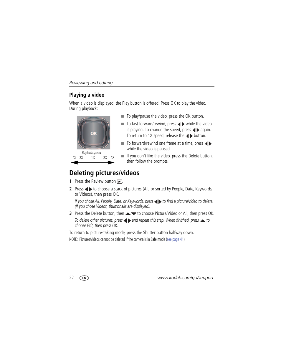 Deleting pictures/videos | Kodak M5350 User Manual | Page 28 / 70