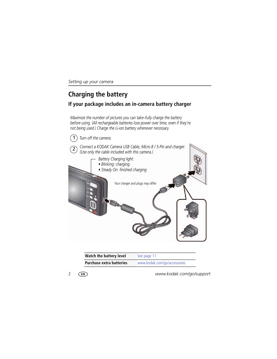 Charging the battery | Kodak M5350 User Manual | Page 8 / 70