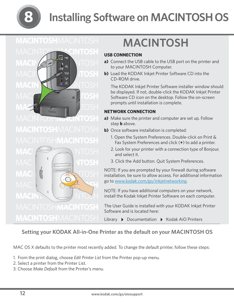 Installing software on macintosh os, Macintosh | Kodak ESP 9 User Manual | Page 12 / 16