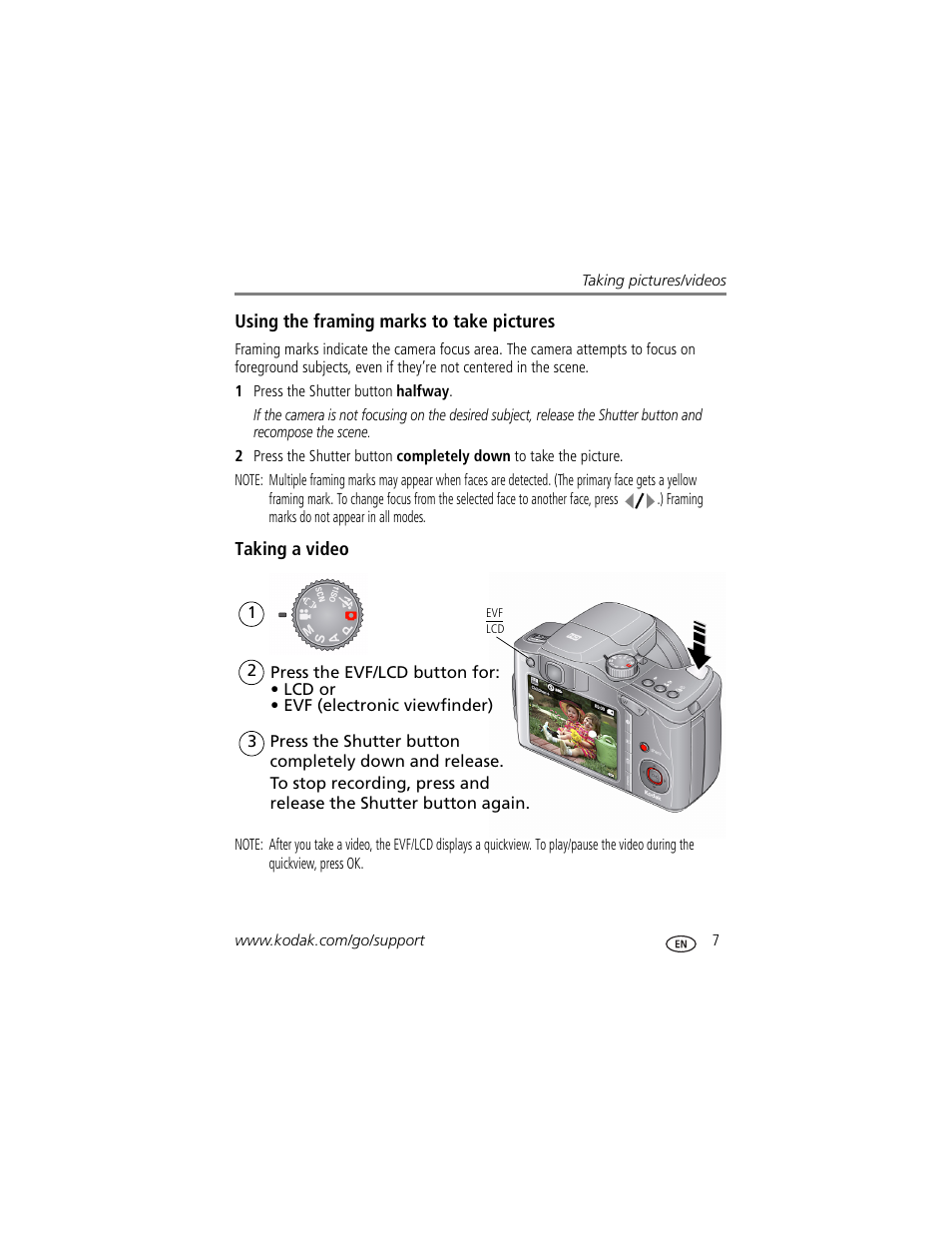Taking a video | Kodak Z1015 IS User Manual | Page 13 / 77