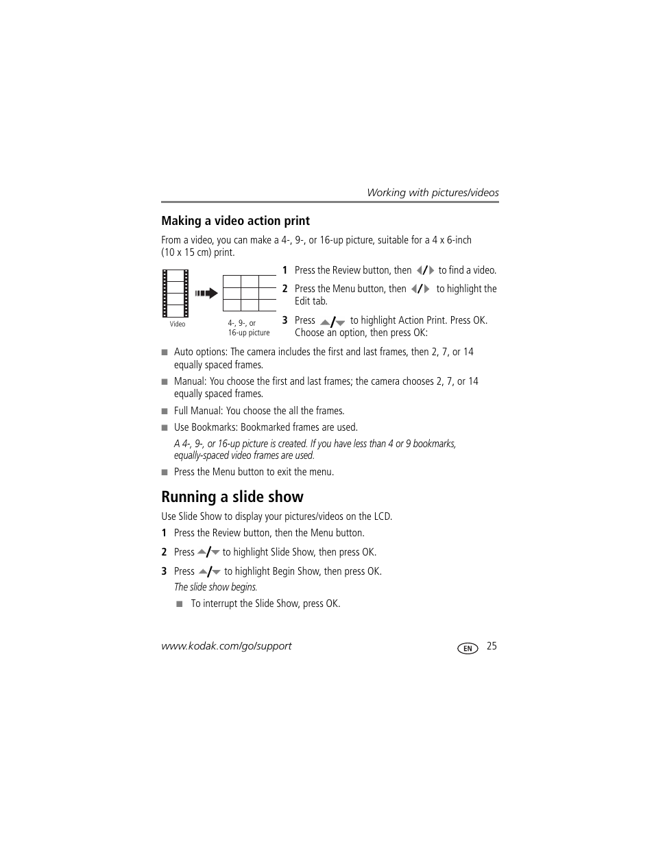 Running a slide show | Kodak Z1015 IS User Manual | Page 31 / 77