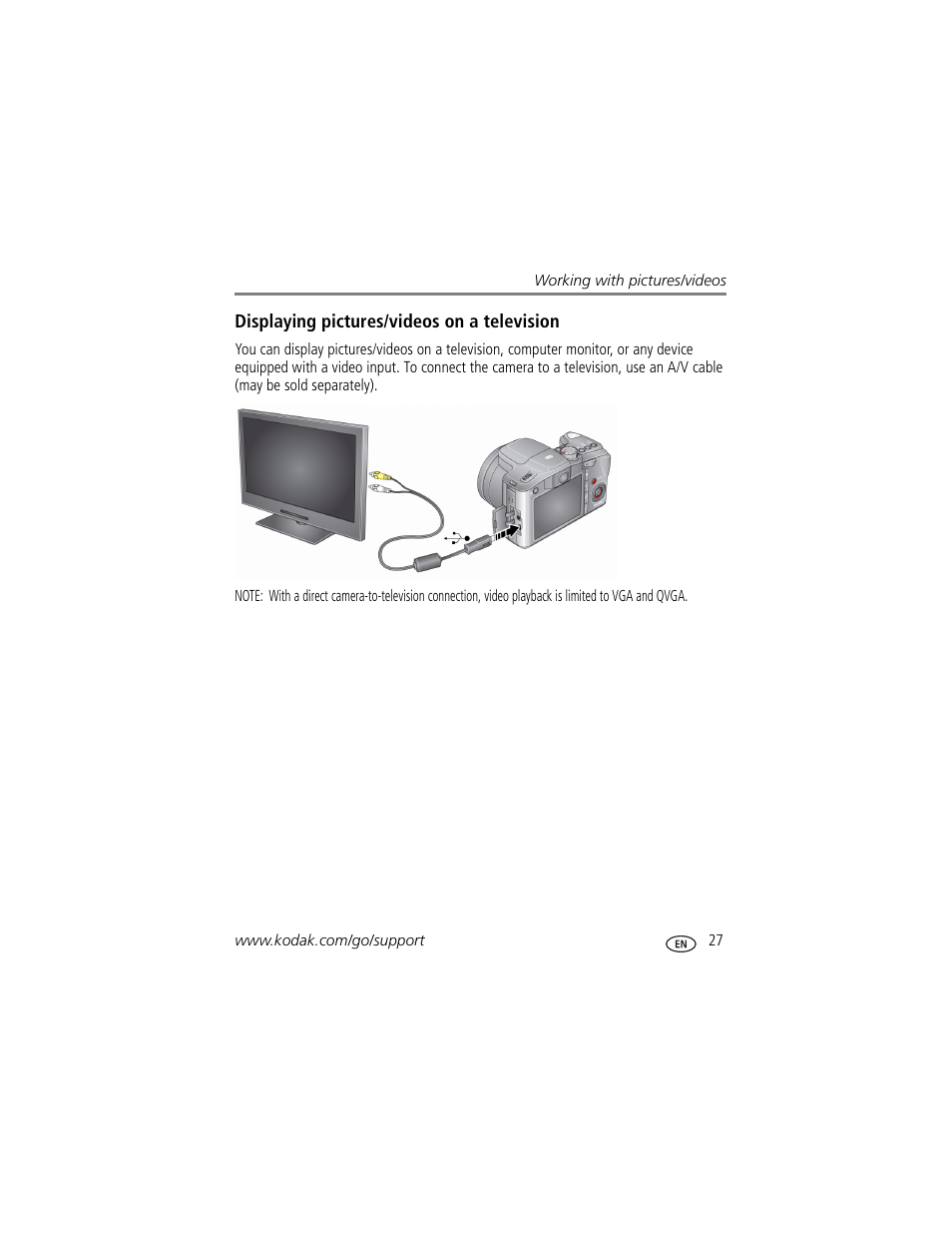 Displaying pictures/videos on a television | Kodak Z1015 IS User Manual | Page 33 / 77