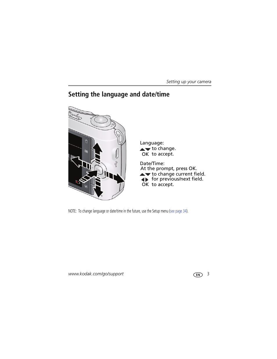 Setting the language and date/time | Kodak C195 User Manual | Page 9 / 64