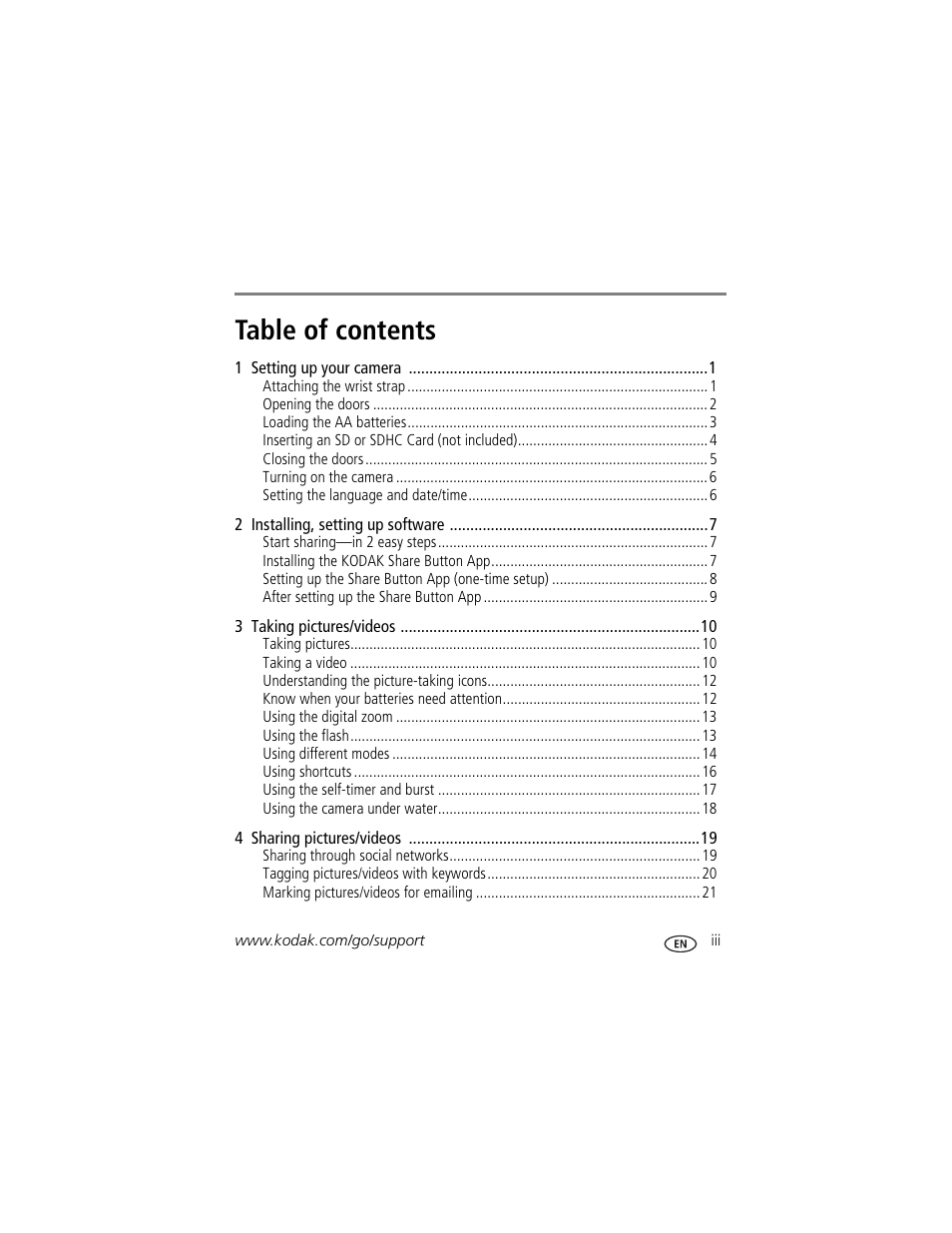 Kodak SPORT C135 User Manual | Page 5 / 71