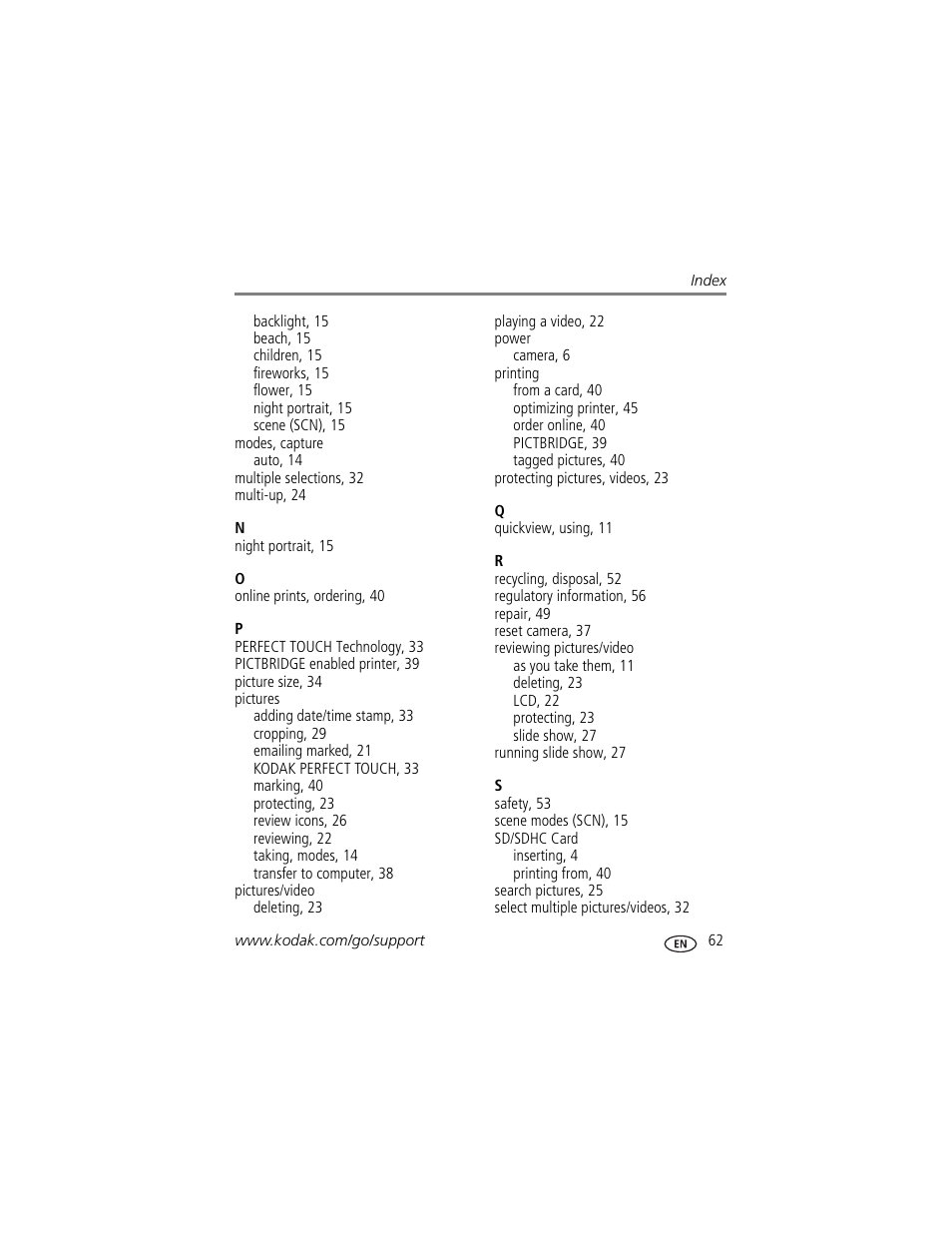 Kodak SPORT C135 User Manual | Page 69 / 71