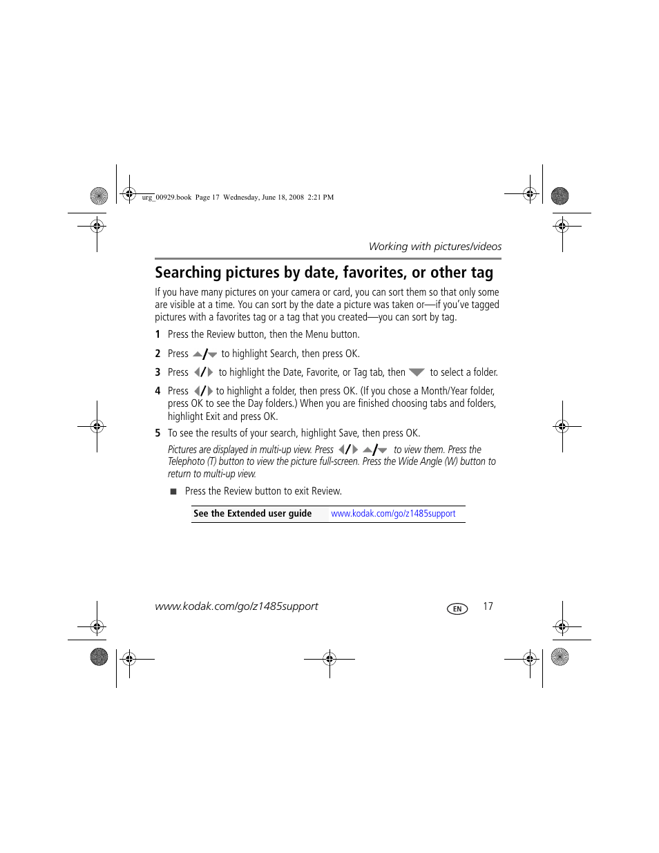 Kodak Z1485 IS User Manual | Page 17 / 29