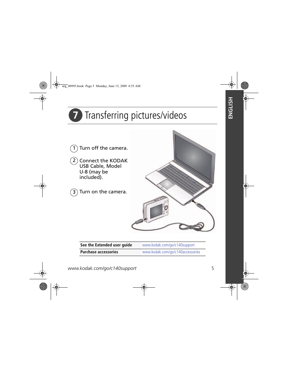 Transferring pictures/videos | Kodak C140 User Manual | Page 5 / 26