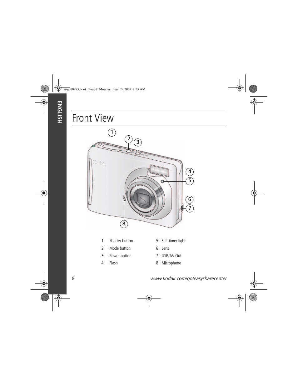 Front view | Kodak C140 User Manual | Page 8 / 26