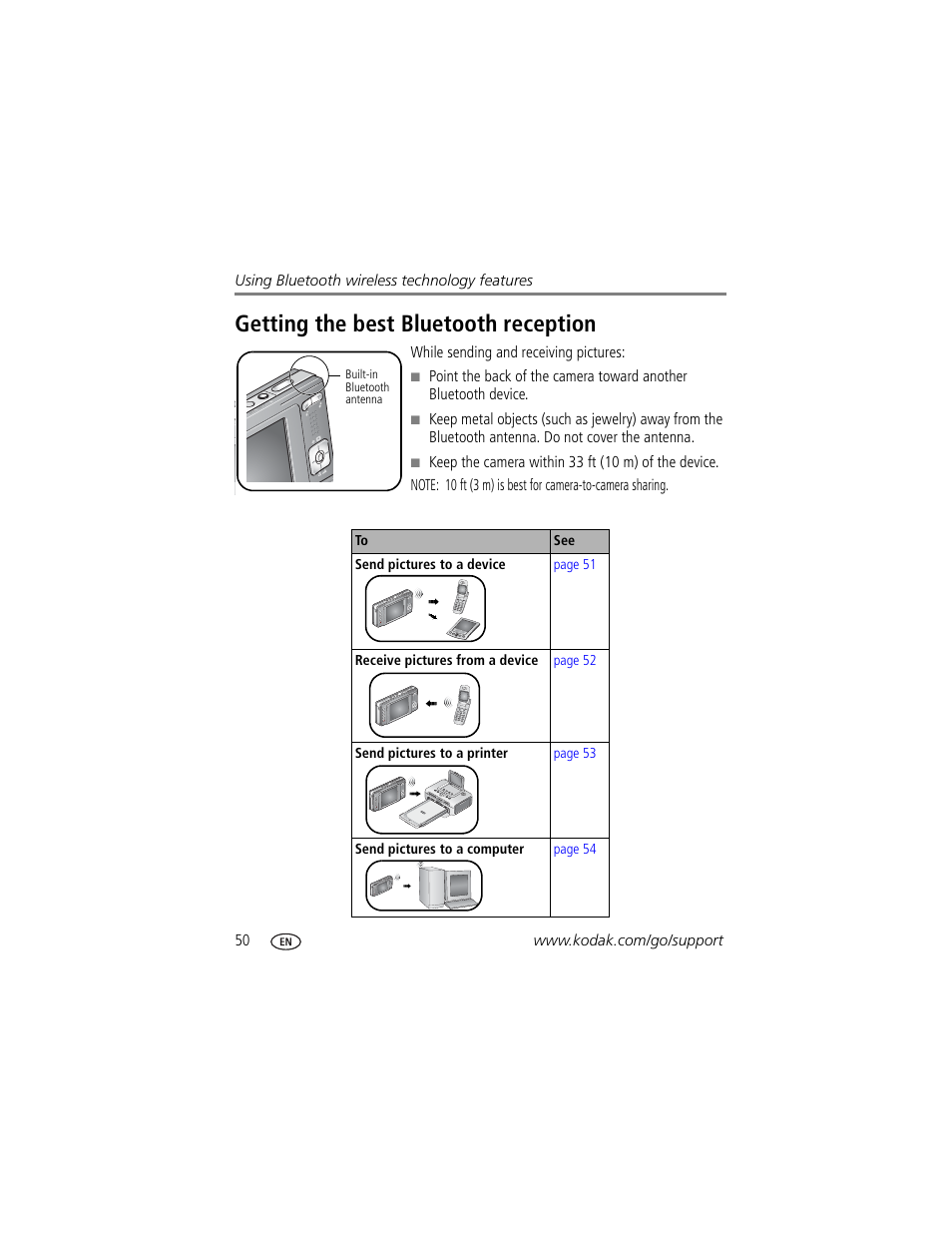 Getting the best bluetooth reception | Kodak V610 User Manual | Page 56 / 87