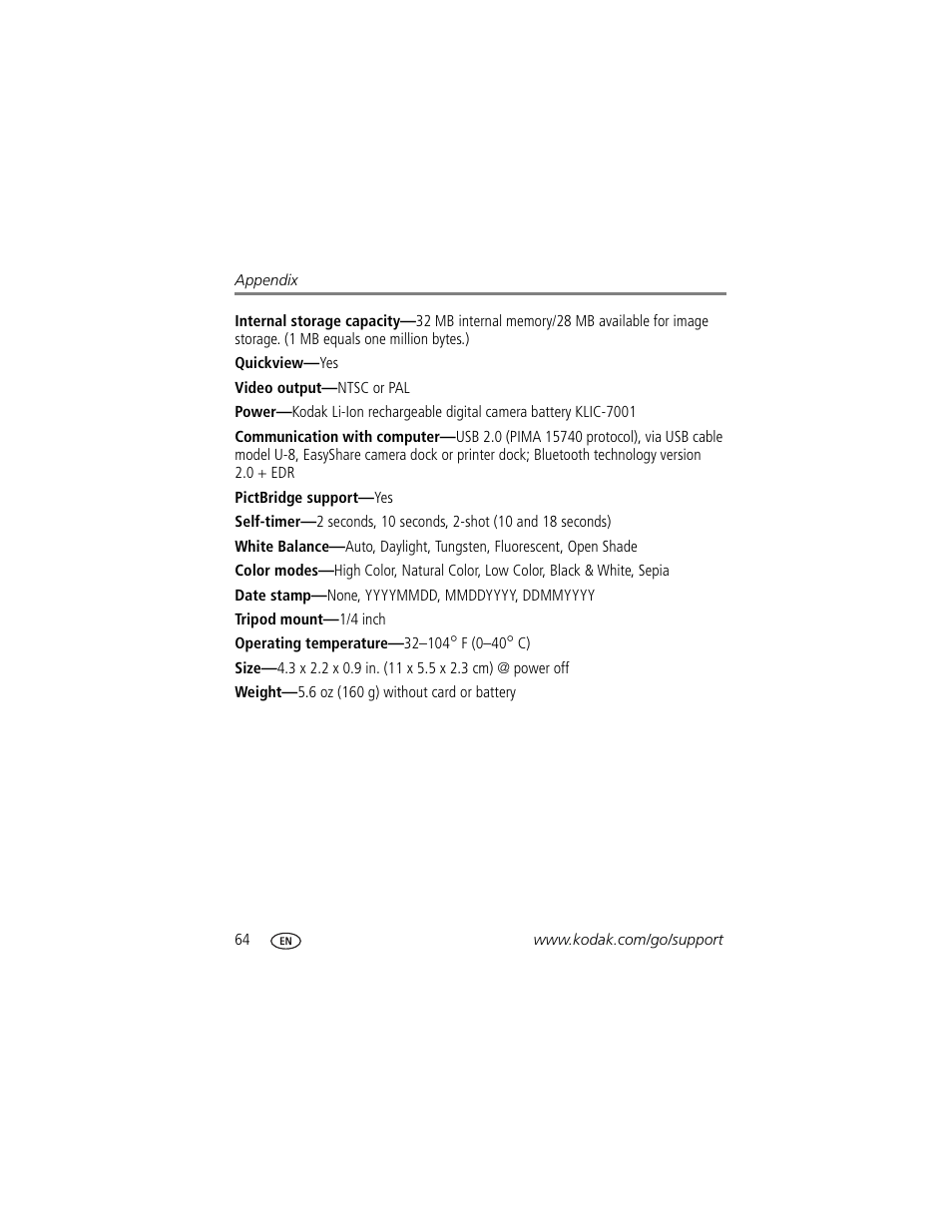Kodak V610 User Manual | Page 70 / 87