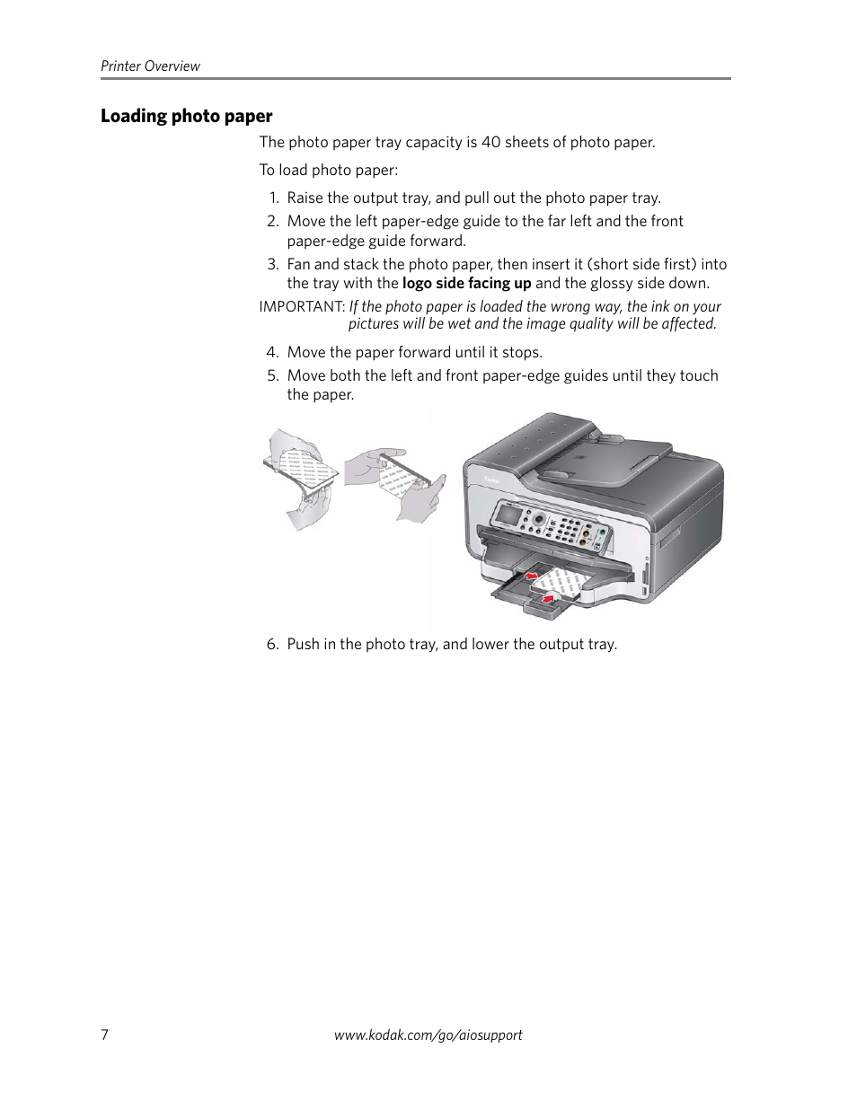 Loading photo paper | Kodak ESP 9250 User Manual | Page 10 / 22