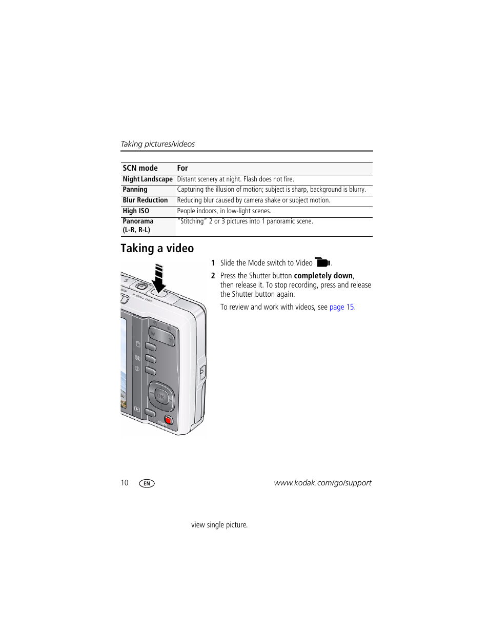 Taking a video | Kodak M420 User Manual | Page 16 / 72