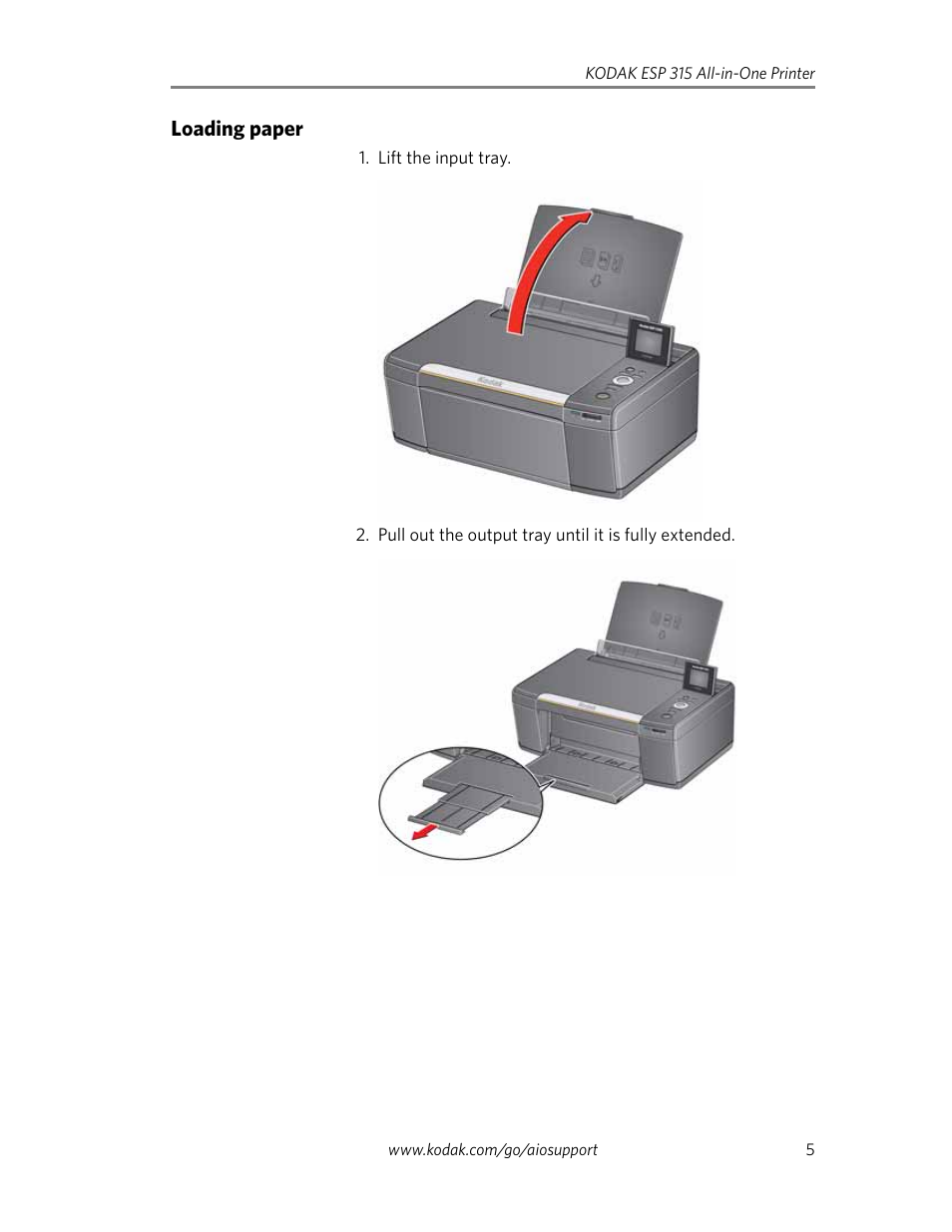 Loading paper | Kodak ESP C315 User Manual | Page 7 / 20