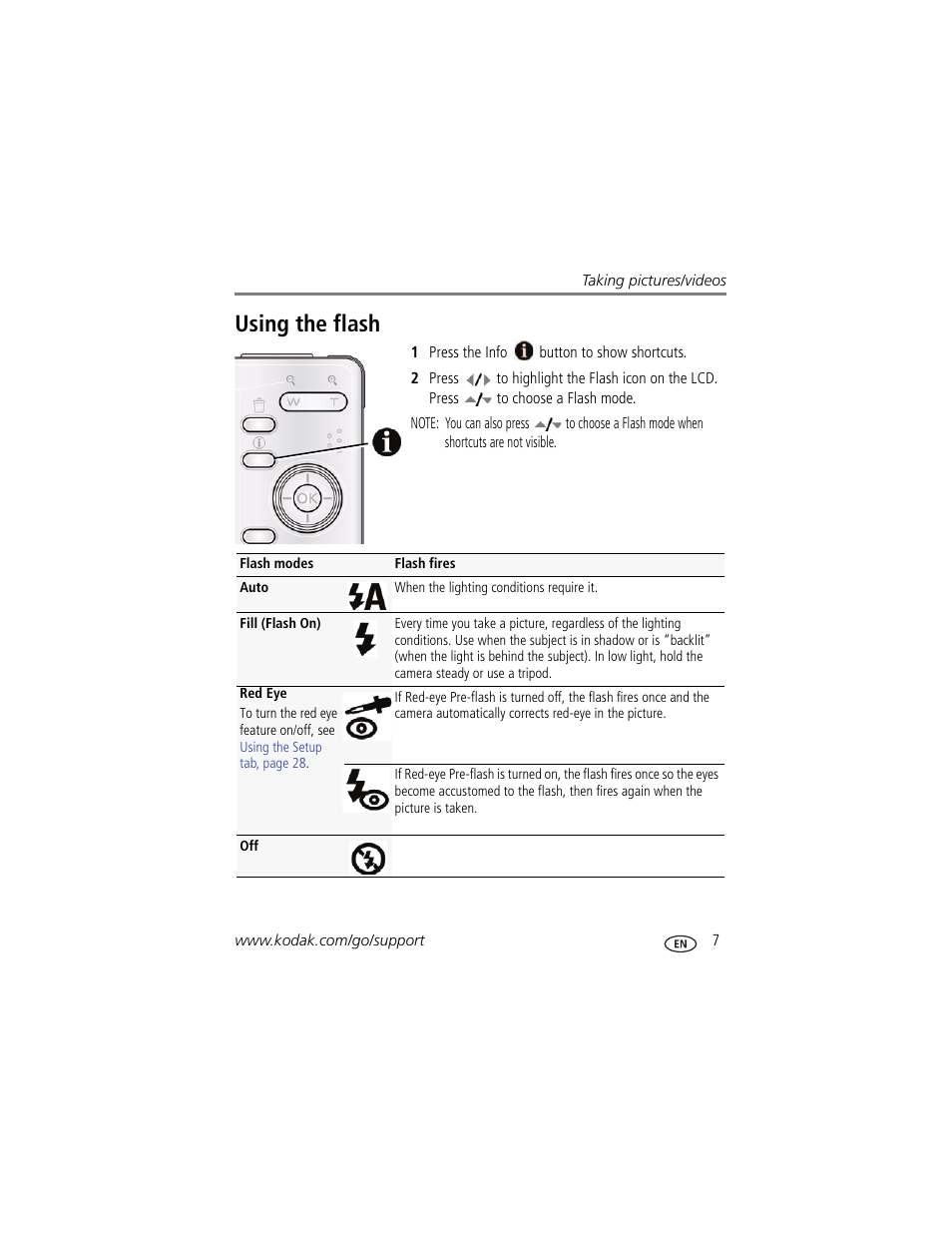 Using the flash | Kodak CD14 User Manual | Page 13 / 66