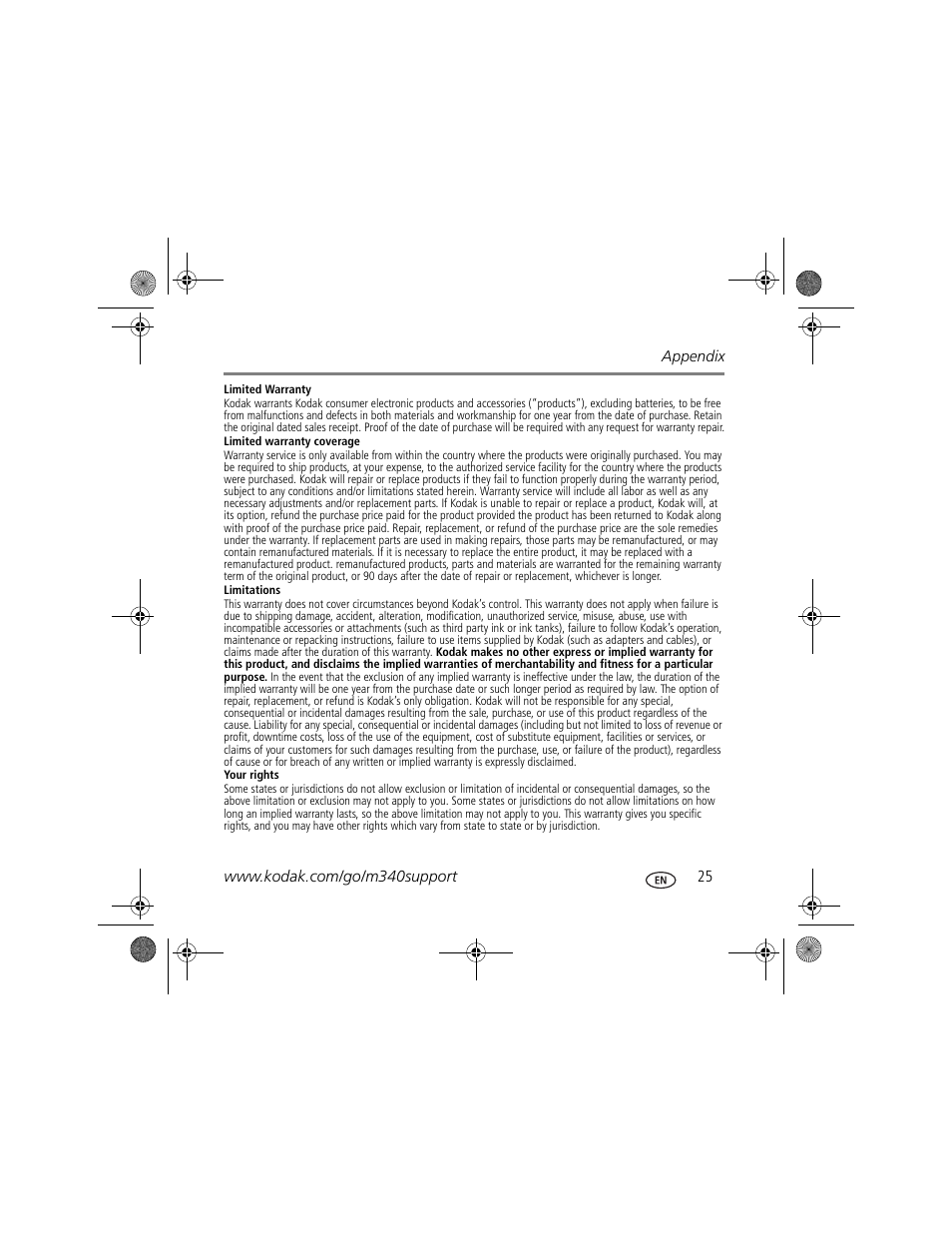 Kodak M340 User Manual | Page 25 / 28