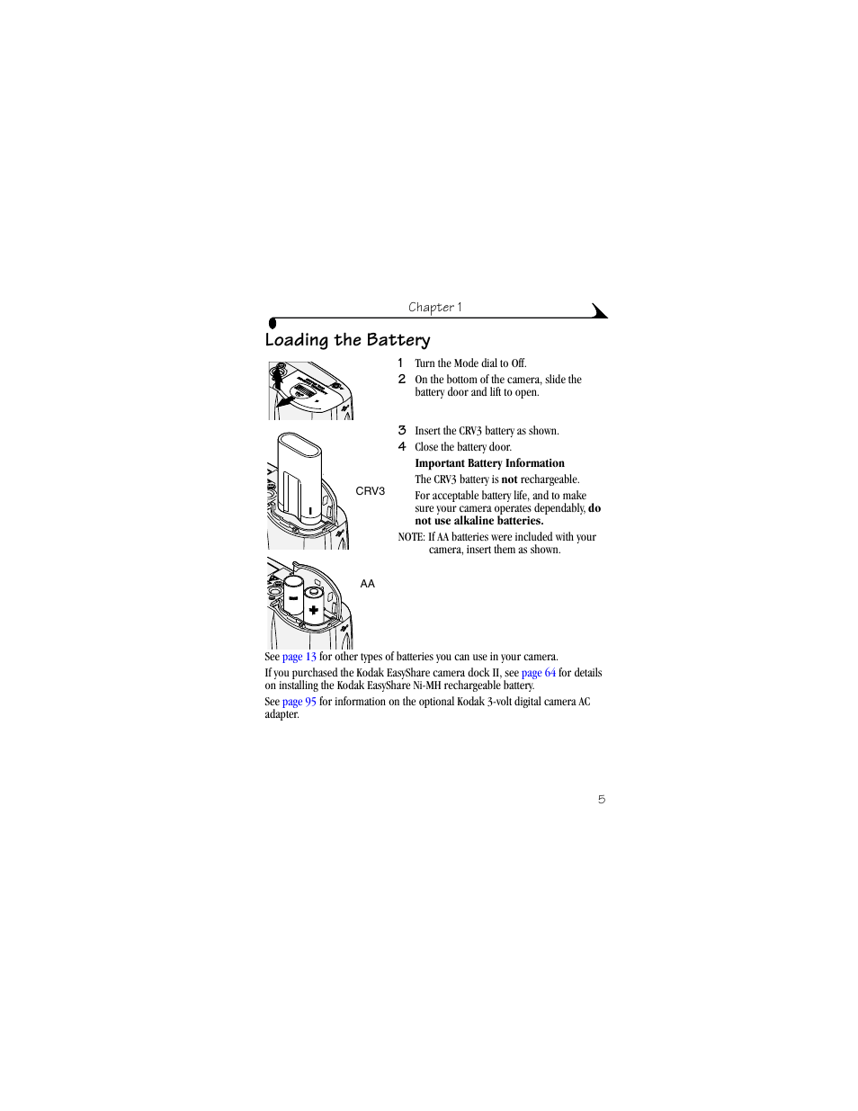 Loading the battery | Kodak DX4530 User Manual | Page 17 / 117