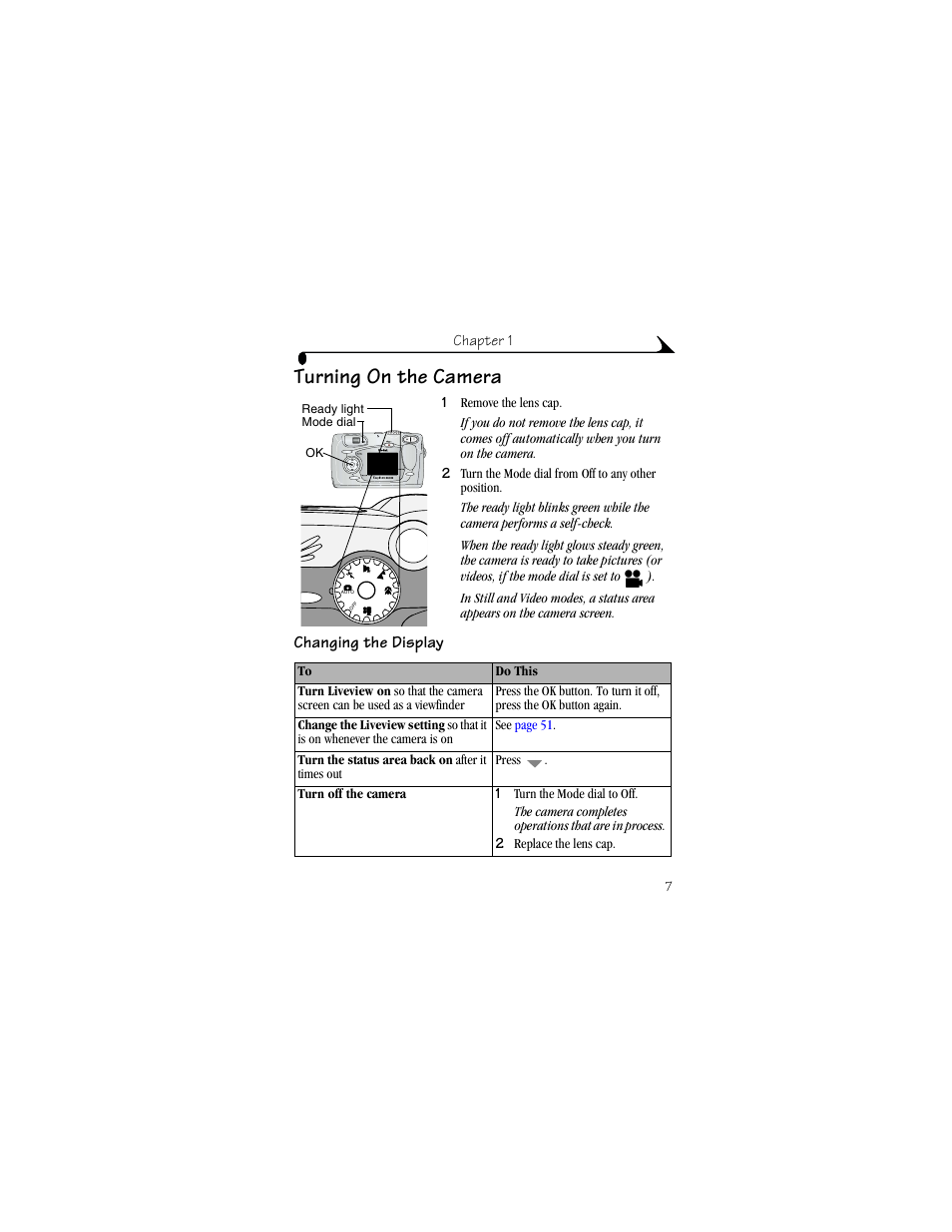 Turning on the camera, Changing the display | Kodak DX4530 User Manual | Page 19 / 117