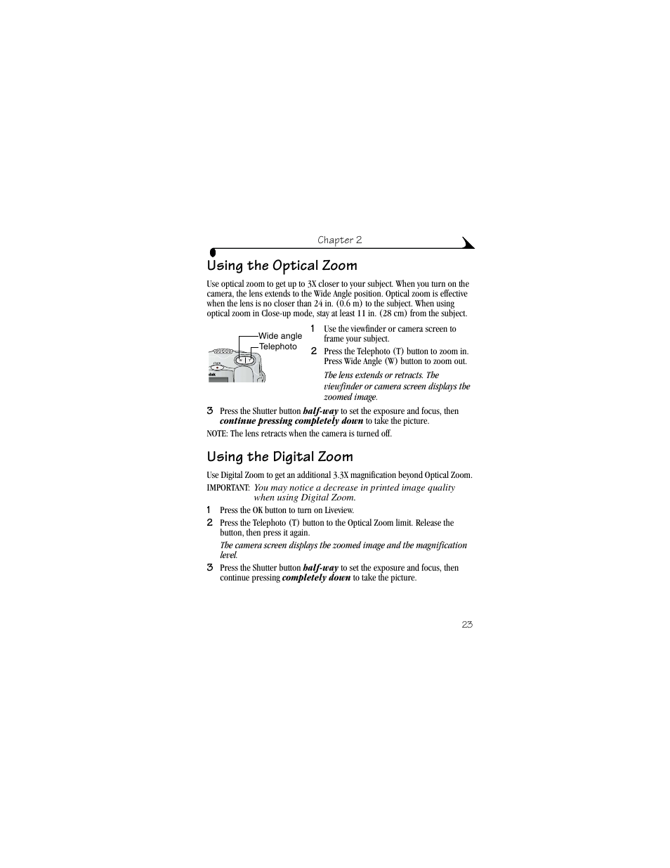 Using the optical zoom, Using the digital zoom, Using the optical zoom using the digital zoom | Kodak DX4530 User Manual | Page 35 / 117