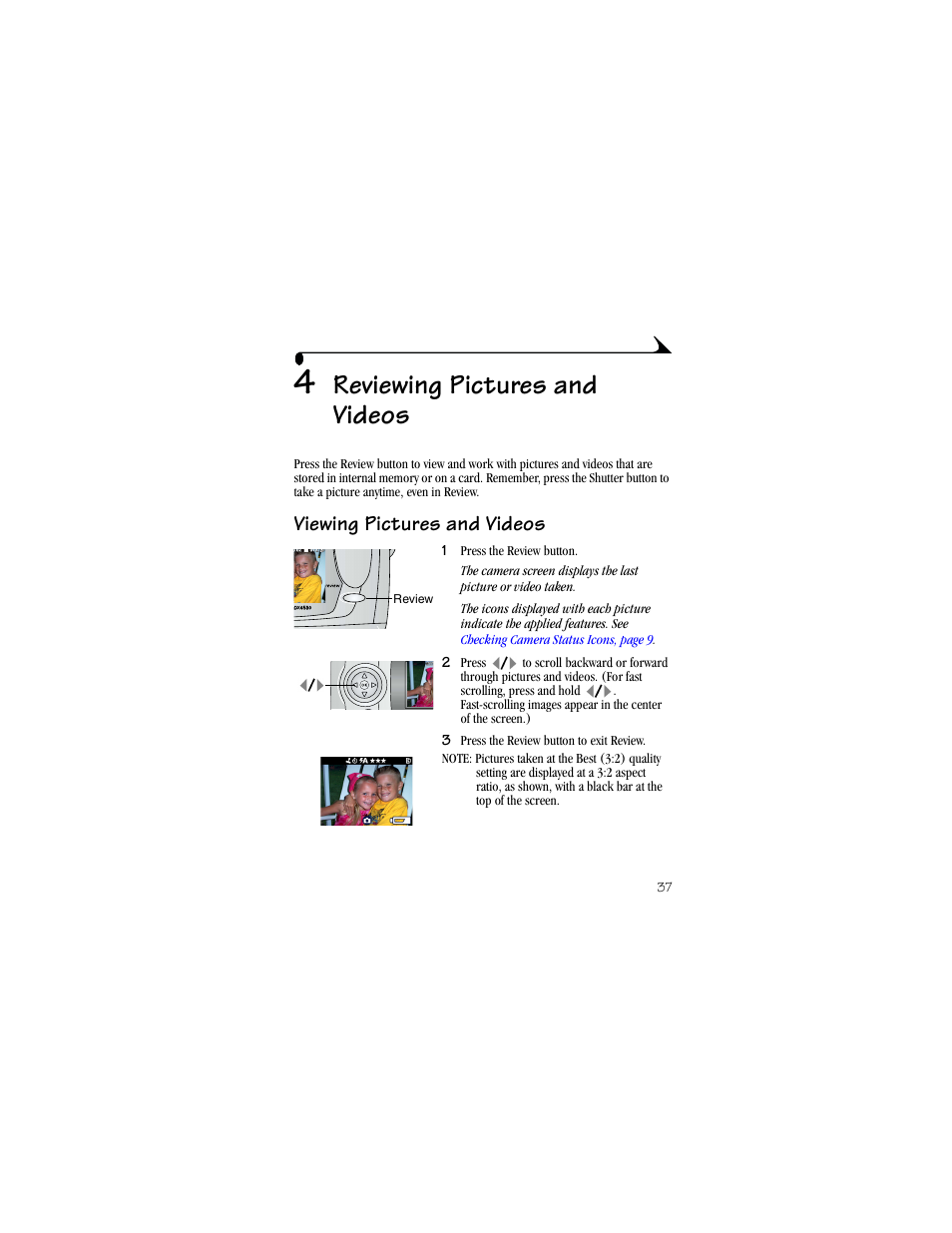 4 reviewing pictures and videos, Viewing pictures and videos, En (see | Reviewing pictures and videos | Kodak DX4530 User Manual | Page 49 / 117