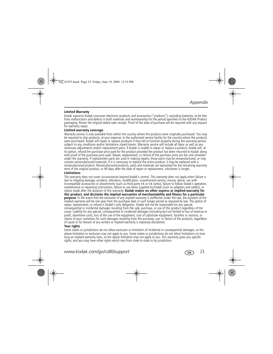 Kodak CD80 User Manual | Page 23 / 26