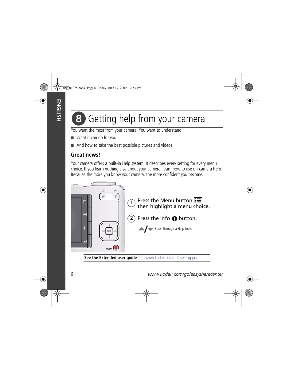 Getting help from your camera | Kodak CD80 User Manual | Page 6 / 26