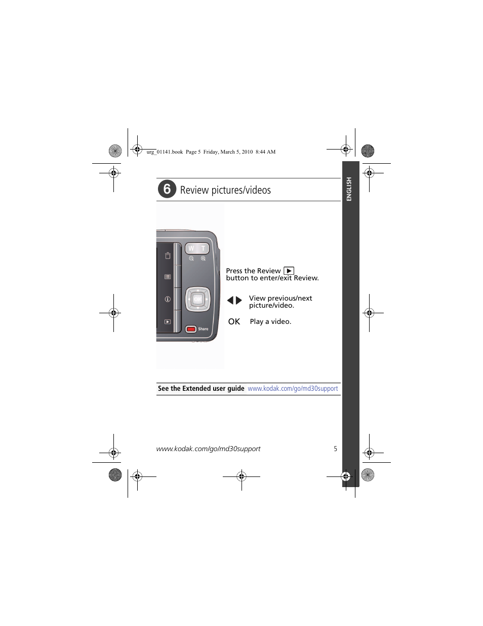 Review pictures/videos | Kodak MD30 User Manual | Page 5 / 29