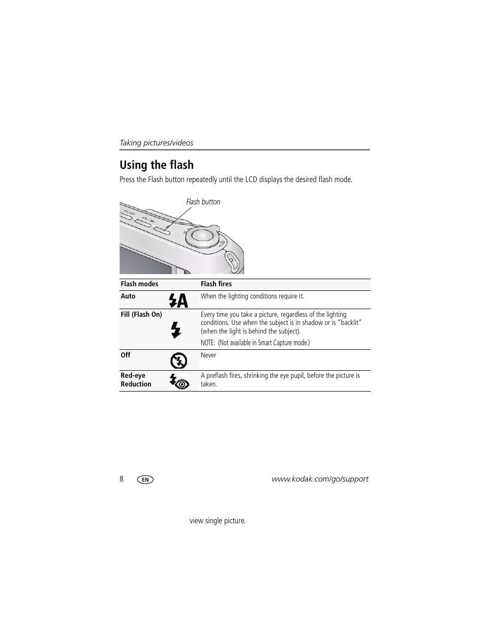 Using the flash | Kodak C1450 User Manual | Page 14 / 63